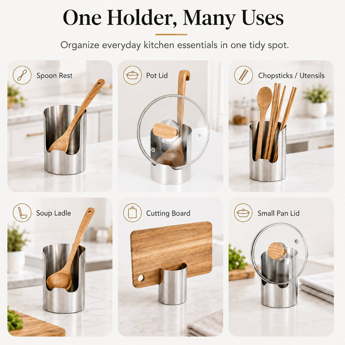 🍳Limited Time Sale 50% OFF — Stainless Steel Pot Lid Holder | Multi-Functional Kitchen Organizer For Lids, Cutting Boards & Utensils