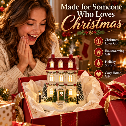 🎄 Christmas House Aroma Diffuser – Warm Light & Gentle Mist Holiday Decor