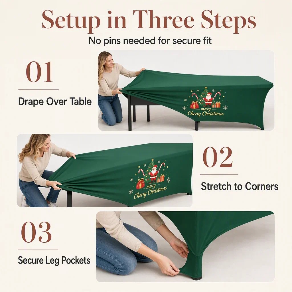 🔥HOT SALE🔥Christmas Stretch Fitted Table Cover for Rectangular Tables