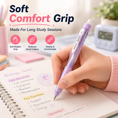 ✨ 6-Color Silent Switch Gel Pen Set | Twist Between Silent & Clicky | 0.5mm Quick-Dry Smooth Writing Pens