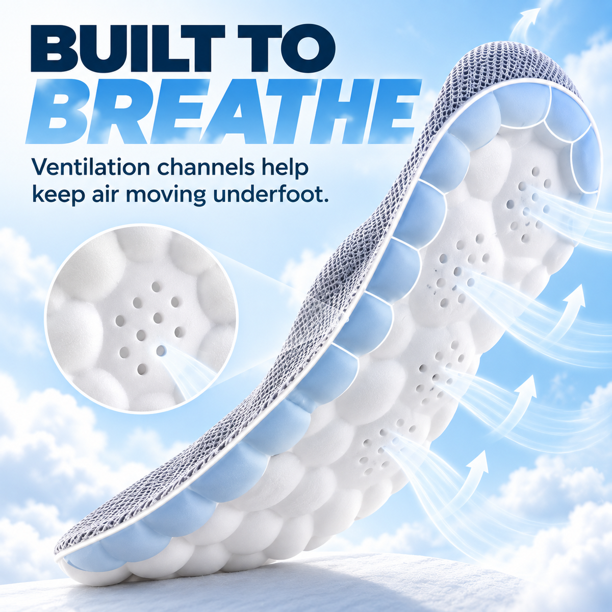 ☁️ 2pairs  4D Cloud Comfort Insoles – Soft Cushioning & All-Day Support
