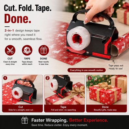 🎁2-in-1 Wrapping Cutter & Tape Dispenser