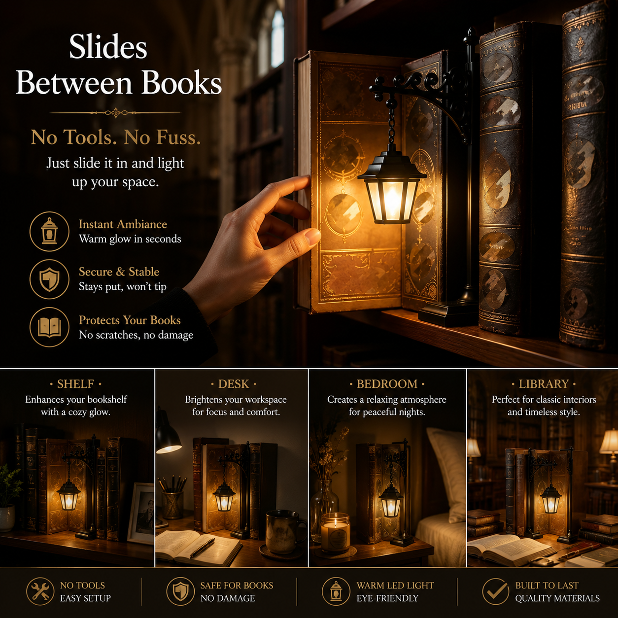👻 Bookshelf Ghost Lantern Light – Cozy Reading Decor for Book Lovers