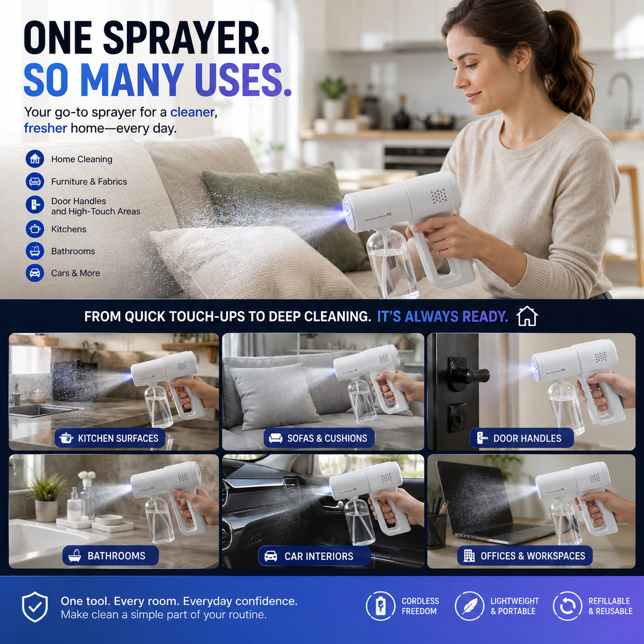 💨 Cordless Nano Mist Sprayer – Continuous Fine Mist & Wide Coverage