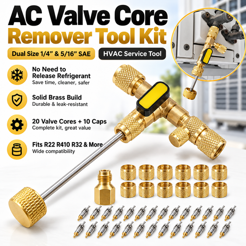 🔧 50% OFF Dual-Size AC Valve Core Remover & Installer Kit 1/4" & 5/16" SAE