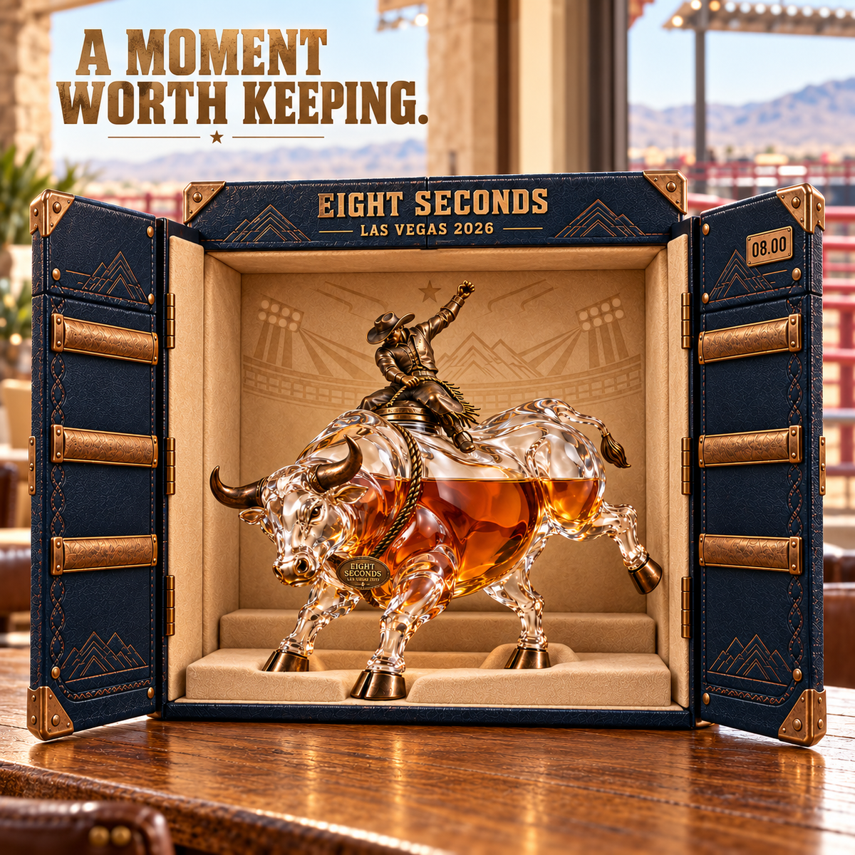 🤠 Eight Seconds Bull Rider Whiskey Decanter – Las Vegas 2026 Rodeo Collector's Edition 🐂