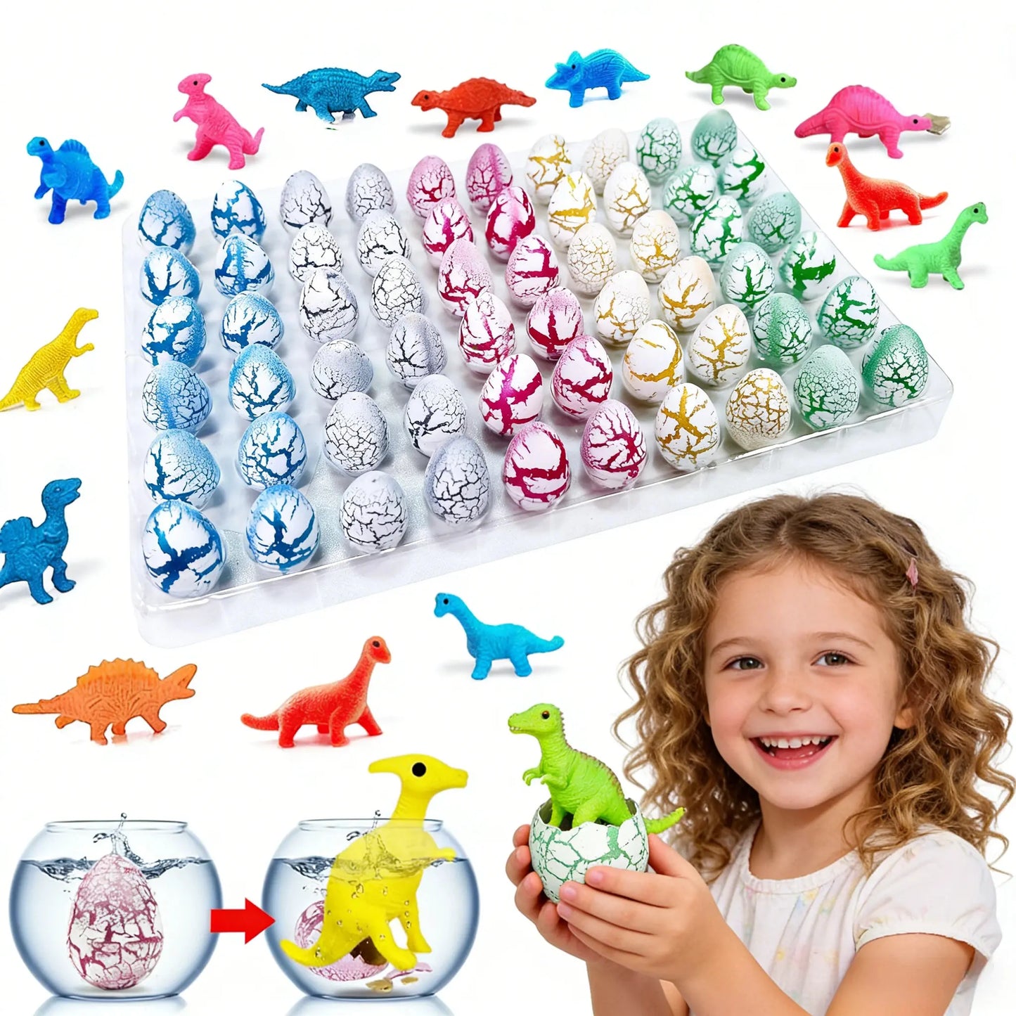 60PCS Dinosaur Eggs Hatching Toys for Kids Party Favors