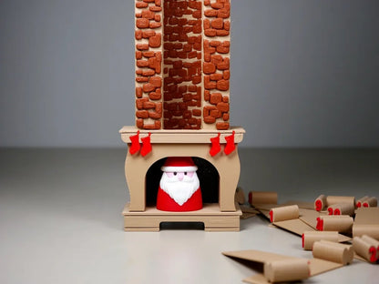 🎁Christmas Advent Calendar 24 Days Countdown, Sliding Santa Chimney Tower Decor for Kids Family Holiday Gift