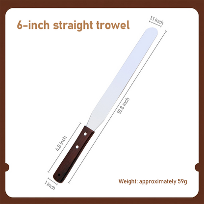 Ecotex 6" Stainless Steel Spatula- Smooth and Ergonomic Wooden Handle