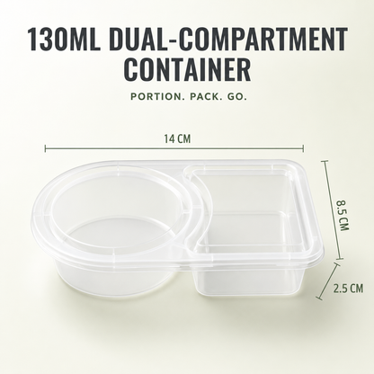 🍱 Dual Compartment Disposable Food Containers – Leakproof Takeout Boxes with Sauce Compartments