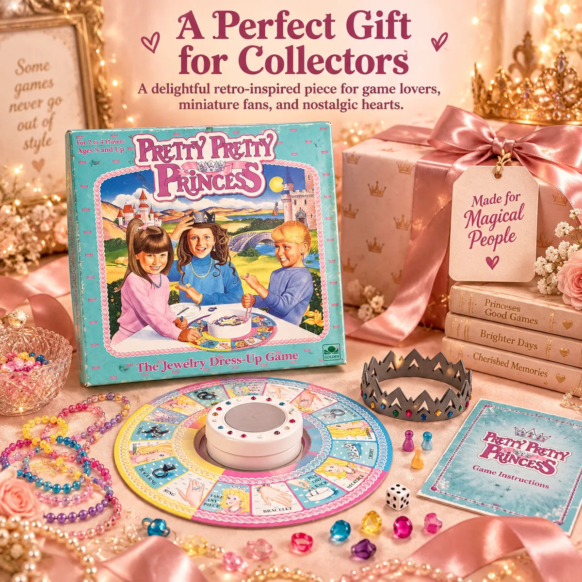 Nostalgic Mini Pretty Pretty Princess Game - 90s Classic Jewelry Dress-Up Board Game