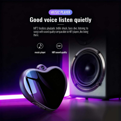 Mini Heart-shaped voice activated hidden necklace recorder