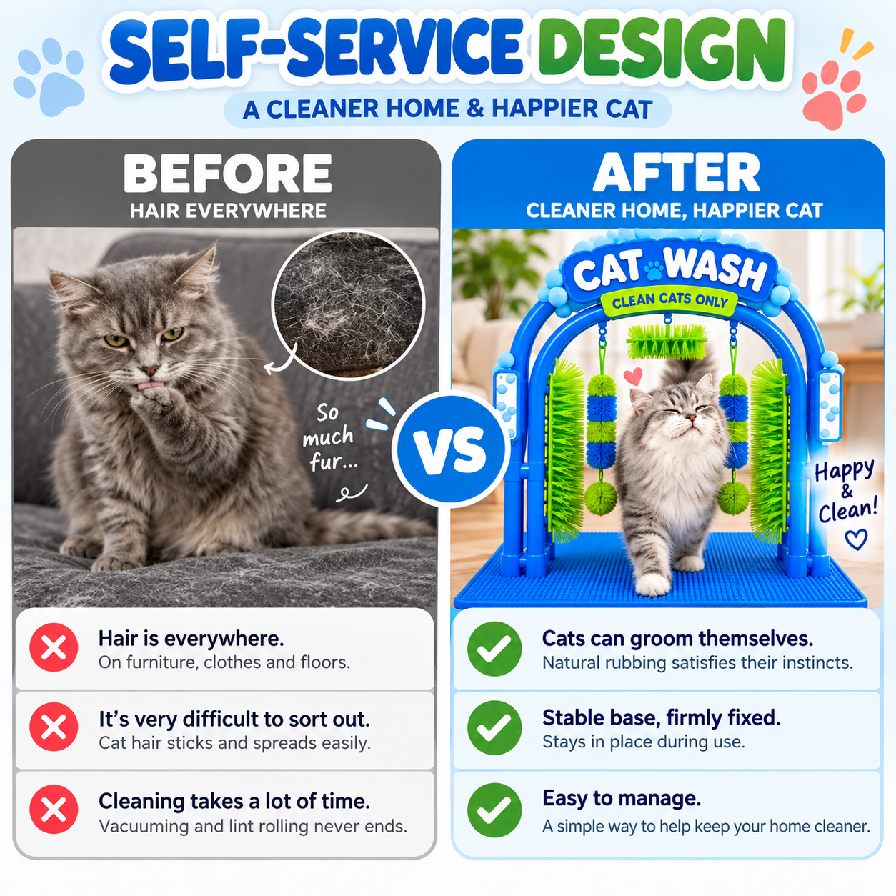 🐾 360° Cat Self-Grooming Station – The Fun Way to Brush & Massage Your Cat