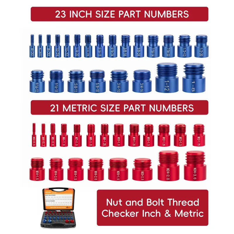 26/44PCS Nut and Bolt Thread Checker