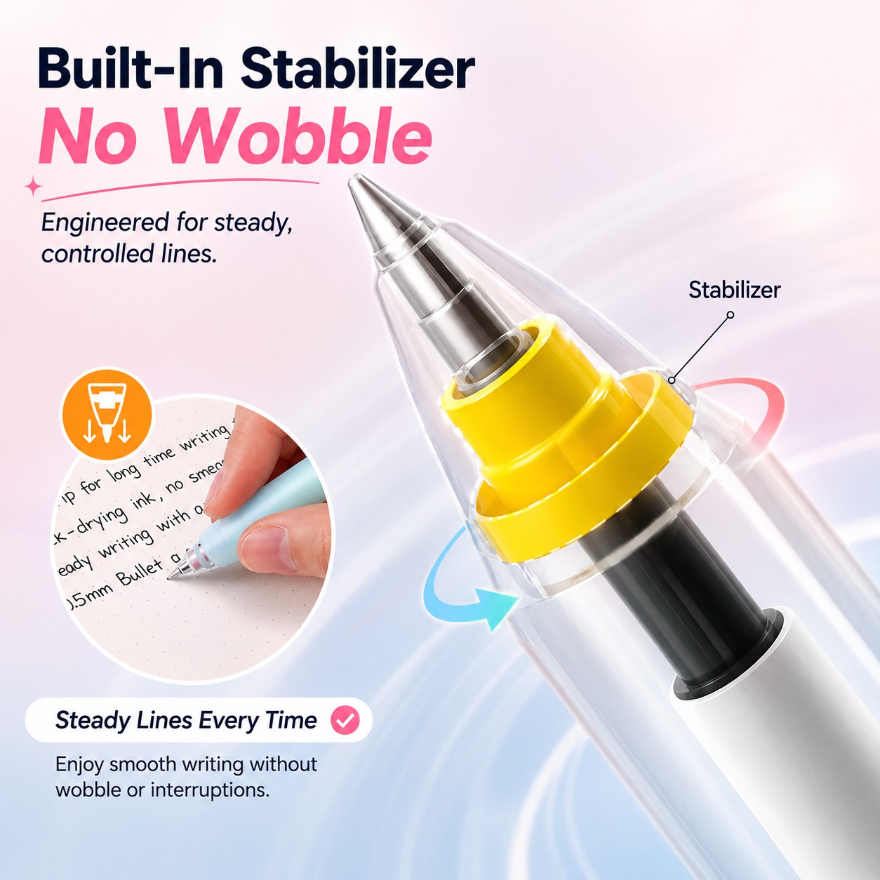 ✨ 6-Color Silent Switch Gel Pen Set | Twist Between Silent & Clicky | 0.5mm Quick-Dry Smooth Writing Pens