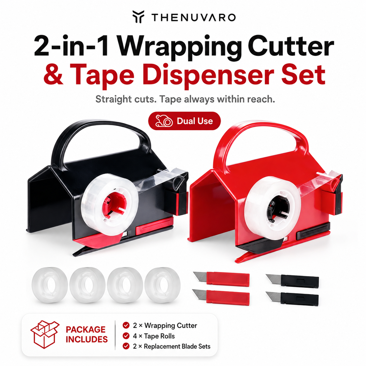 🎁2-in-1 Wrapping Cutter & Tape Dispenser