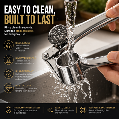🧄 Heavy-Duty Stainless Steel Garlic Press – Fresh Minced Garlic in Seconds