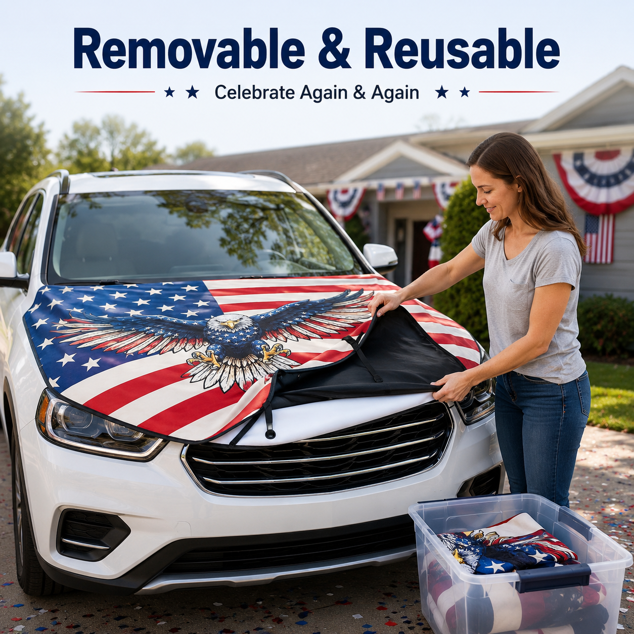🇺🇸 Texas Flag Car Hood Cover with Dual Triangle Fasteners – Easy-Install Patriotic Decoration for Trucks, SUVs & Cars