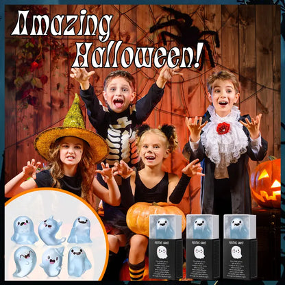 6 Sets Halloween Mini Ghost Figurines Glow in The Dark Resin Figures with Gift Boxes