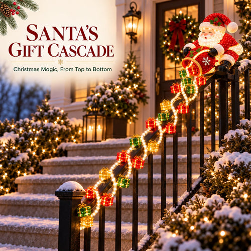 🎅 ✨Santa Magic Gift Cascade Railing Light