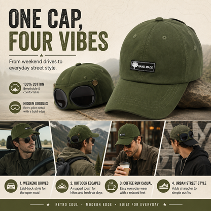 🕶️ 50% OFF Men's Retro Pilot Baseball Cap ✈️ Glasses-Ready Statement Style