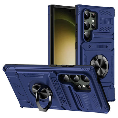 Samsung Galaxy S25/S24/S23 Case with Card Holder & 360° Magnetic Ring Stand