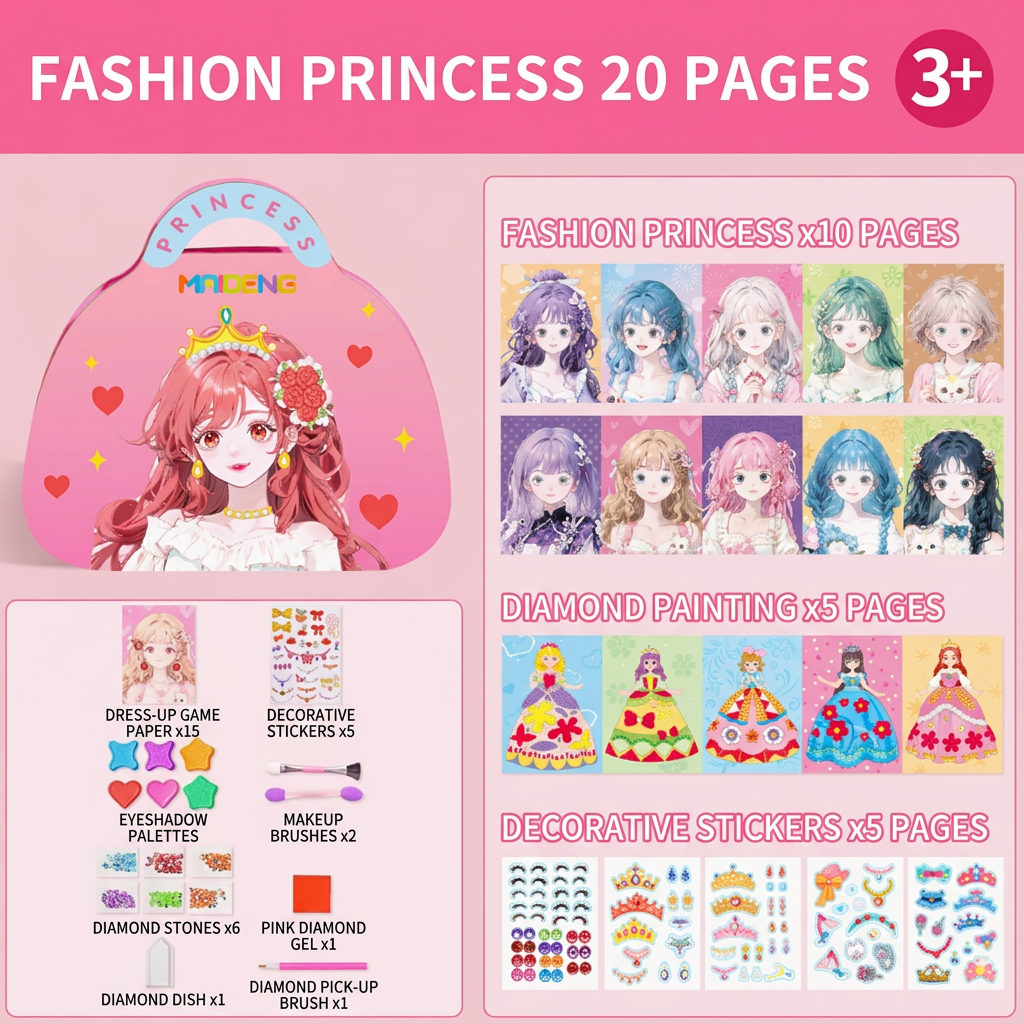 🎨Buy 2 Free Shipping👗Special Diamond Painting & Princess Book Makeup Craft Kits Foil Art Books Set Play on Paper