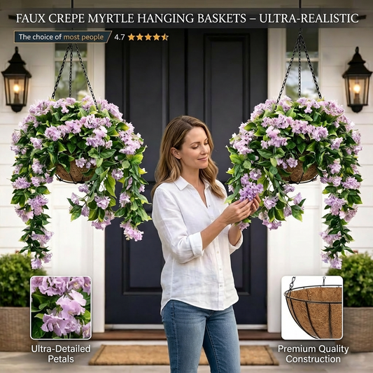 FREE SHIPPING🌸Faux Crepe Myrtle Hanging Baskets – Ultra-Realistic🌸✨(2 pcs)