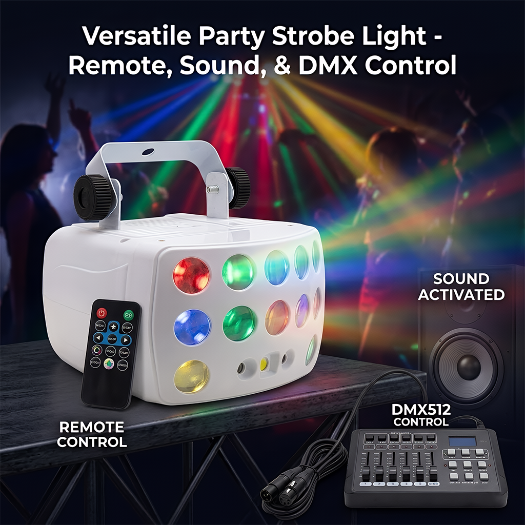 3-in-1 DJ Party Lights – RGBW Derby Beam, Sound Activated + Remote 🎶✨
