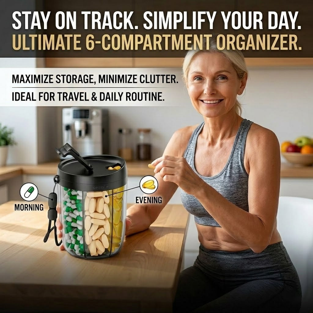 🔥Pill Dispenser Bottle with 6 Compartments | Never Miss a Dose Again! 💊⏰