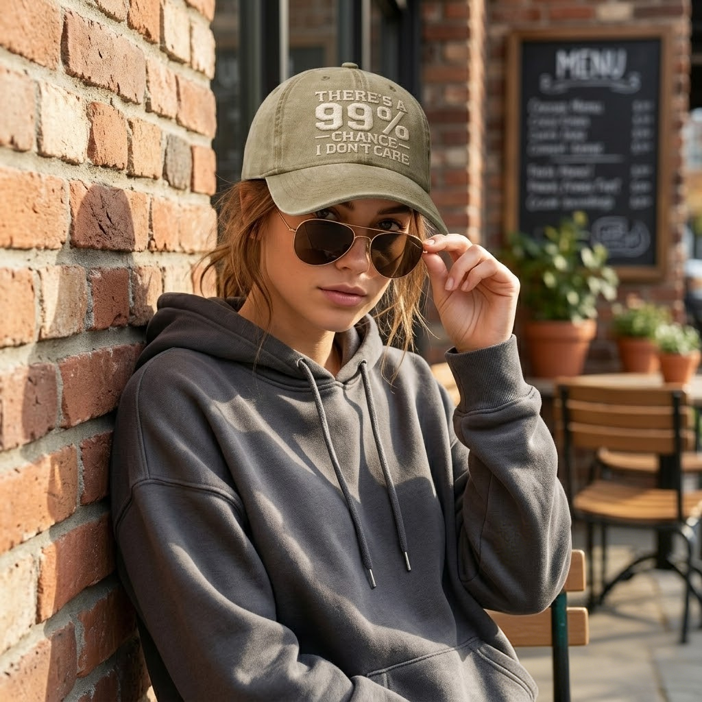THERE'S A 99% CHANCE I DON'T CARE Embroidered Cap