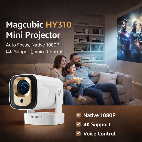 Magcubic HY310 Mini Projector – Auto Focus, Native 1080P (4K Support), Voice Control 🎬✨