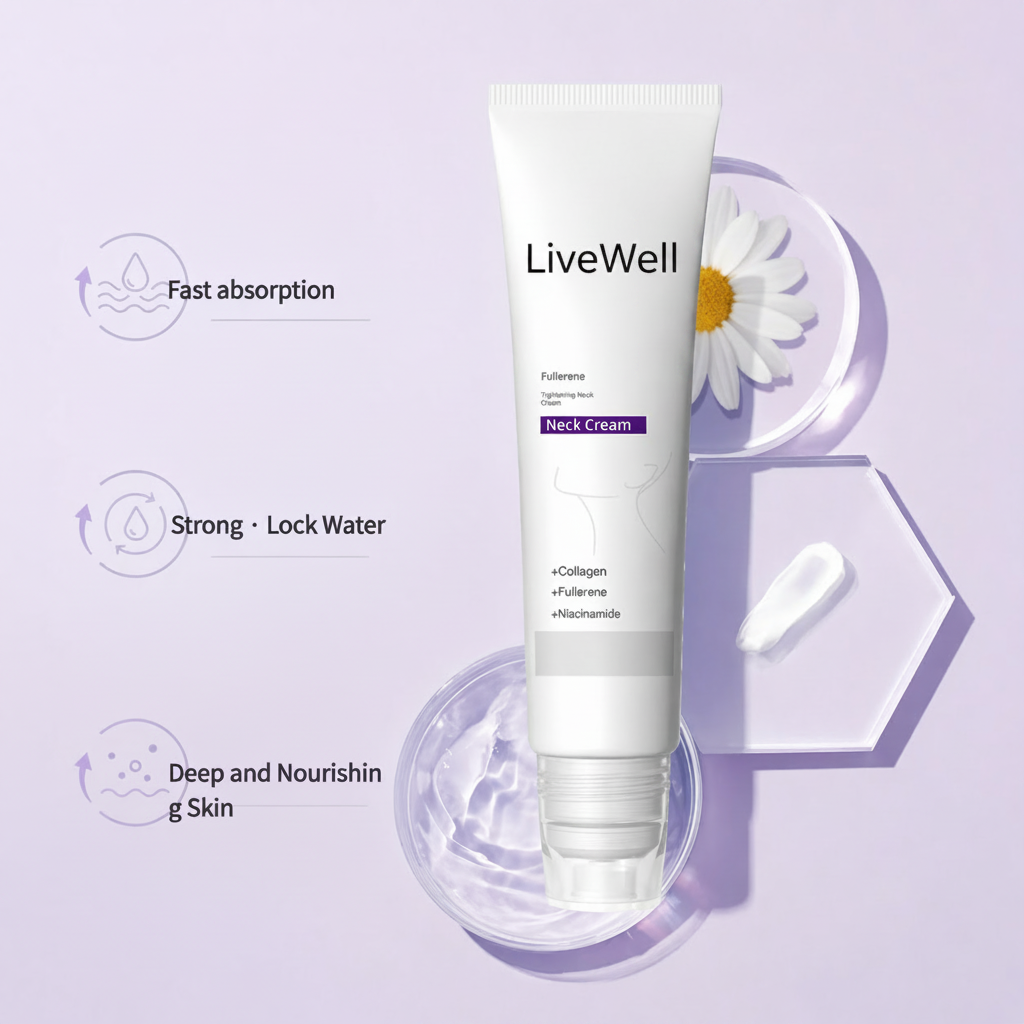 Roller Massage Neck Cream Collagen & Hyaluronic Acid | Firms Neck, Reduces Wrinkles & Double Chin
