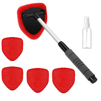 Windshield Cleaning Tool, Microfiber Car Window Cleaner with 4 Reusable and Washable Microfiber Pads and Extendable Handle
