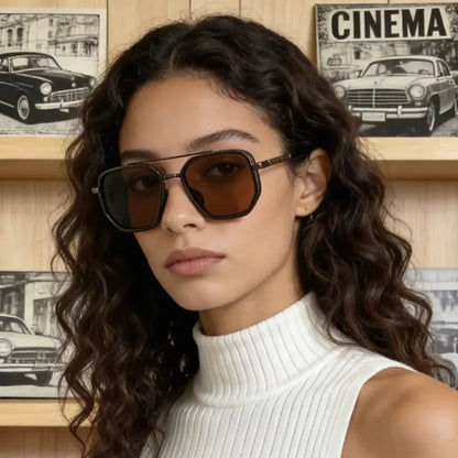 Fashion Geometric Double-Beam Sunglasses | 2026 Summer Trend | Lightweight Metal Frame | UV400