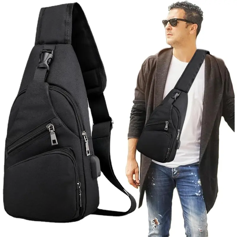 Men's Waterproof Oxford Sling Chest Bag