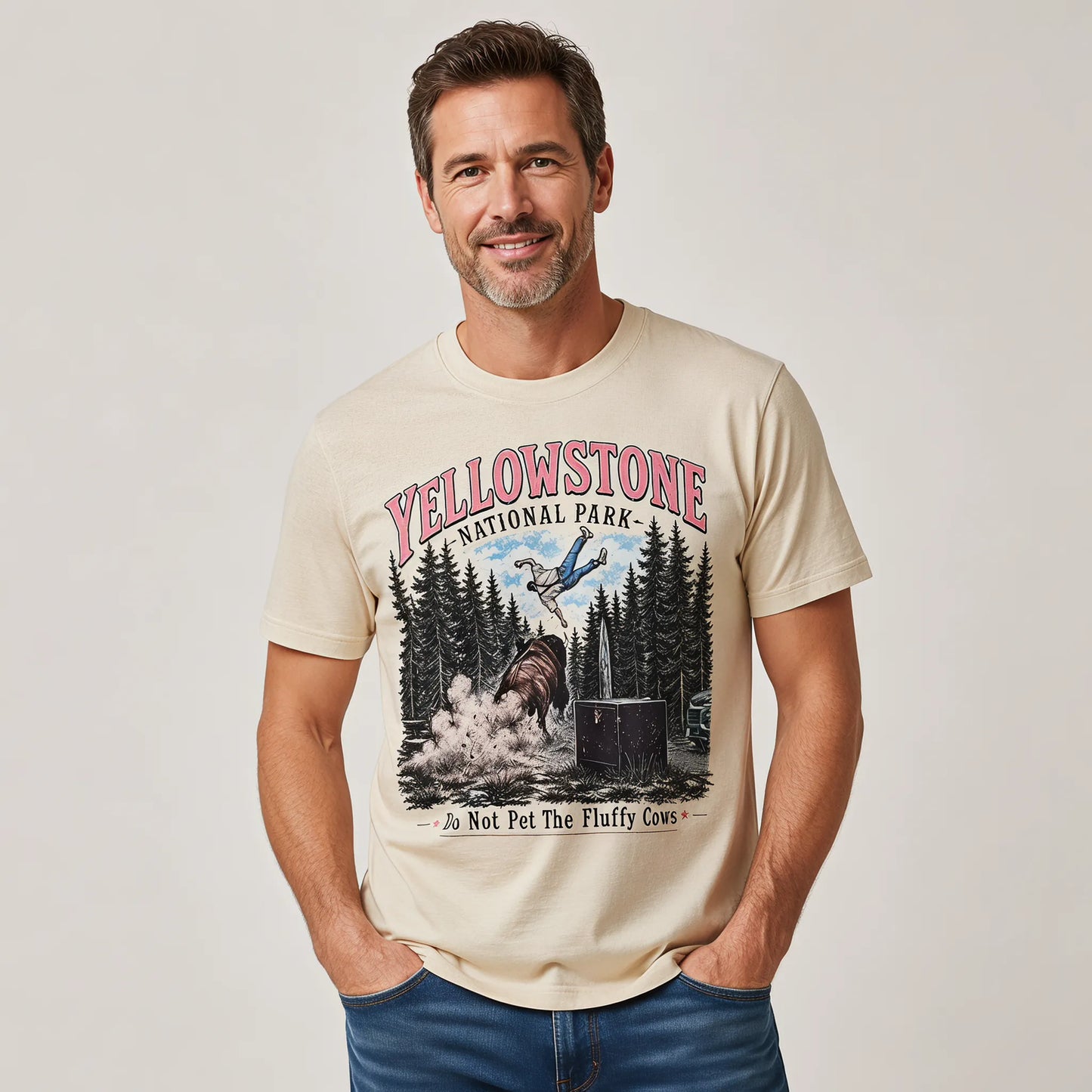 🌲Yellowstone Do Not Pet The Fluffy Cows Vintage Graphic T-Shirt