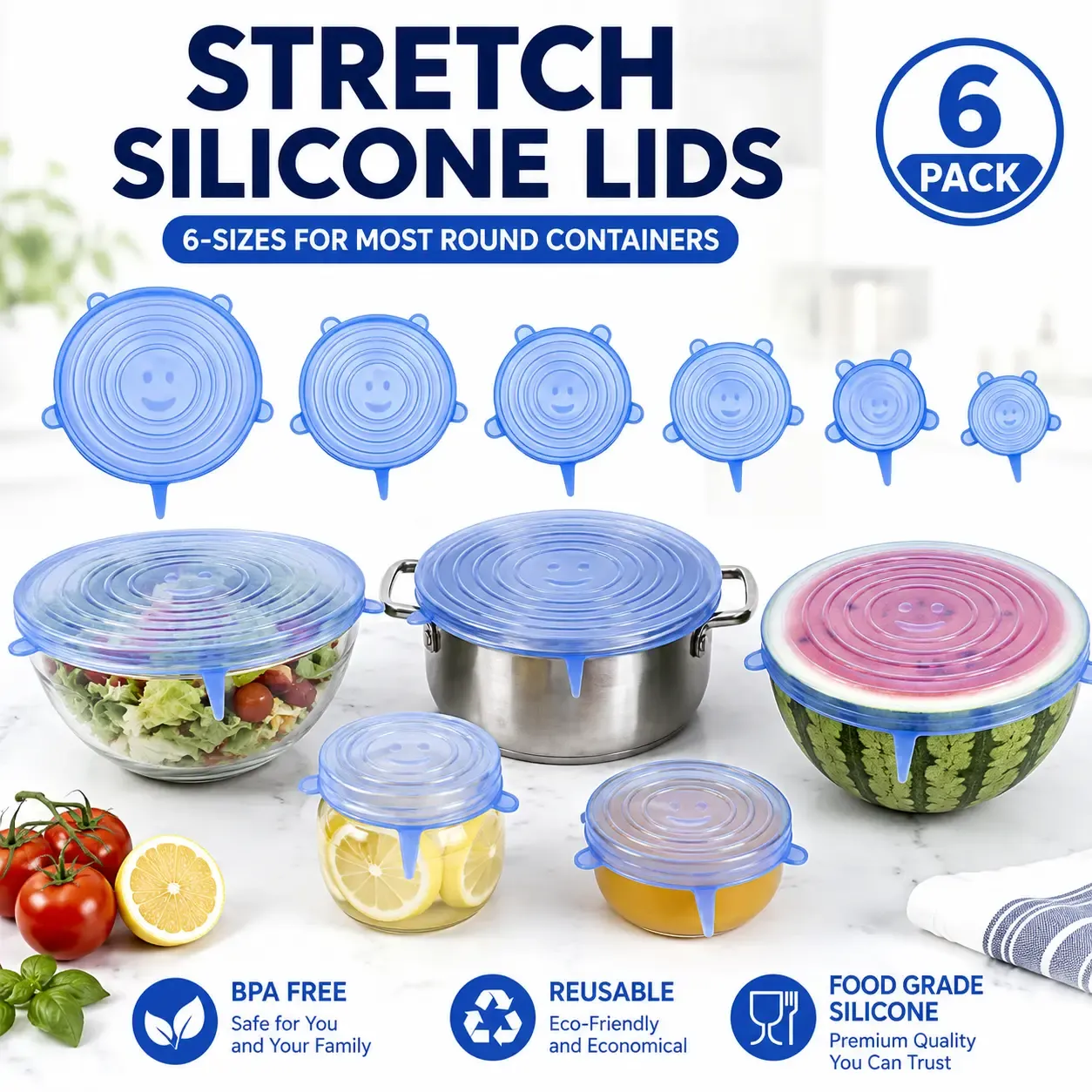 🍃 Silicone Stretch Lids – Ditch Plastic Wrap, Choose a Better Way