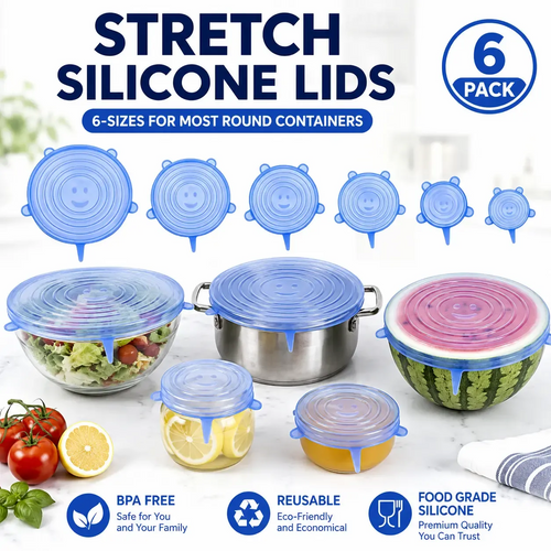 🍃 Silicone Stretch Lids – Ditch Plastic Wrap, Choose a Better Way