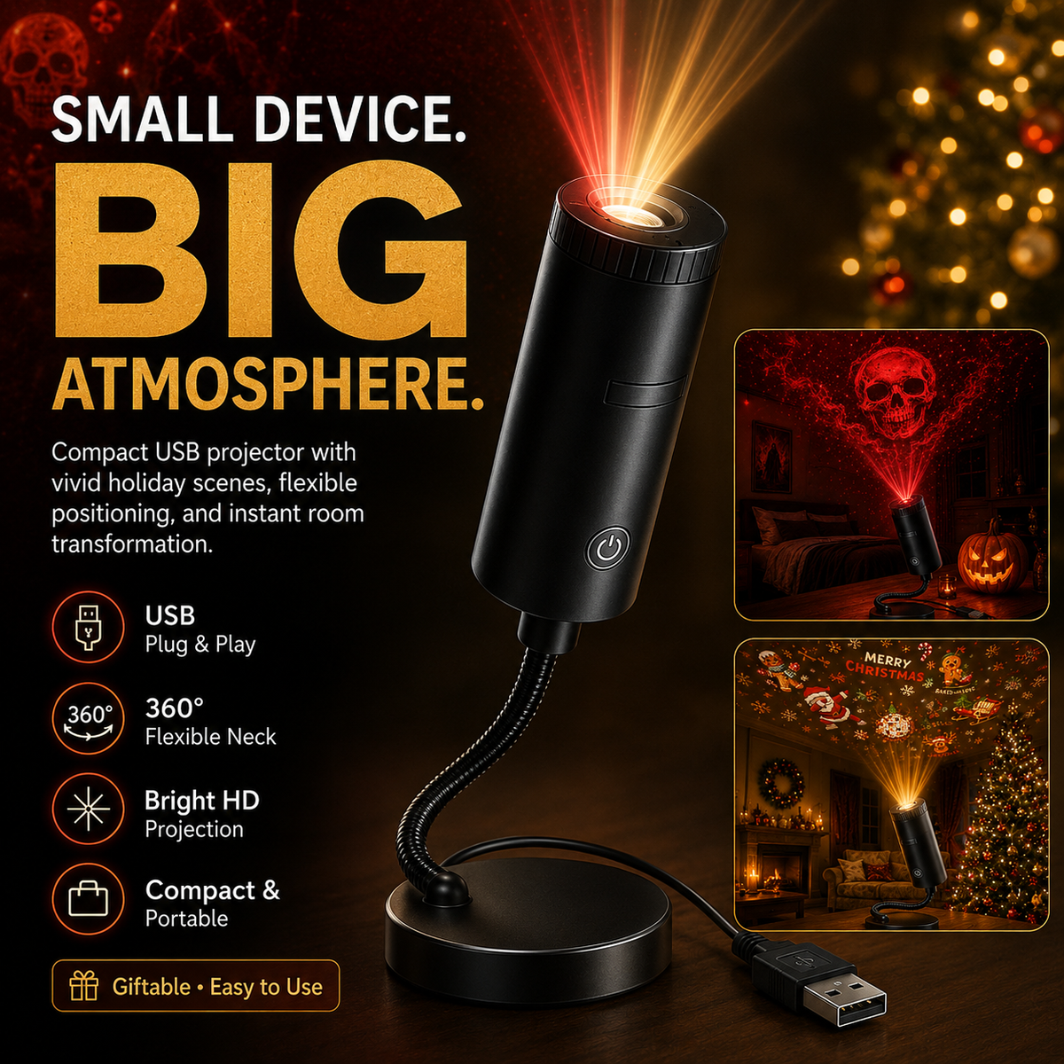 HD Christmas Scene Projector – Pick Your Perfect Festive Display (6 or 10 Scenes)