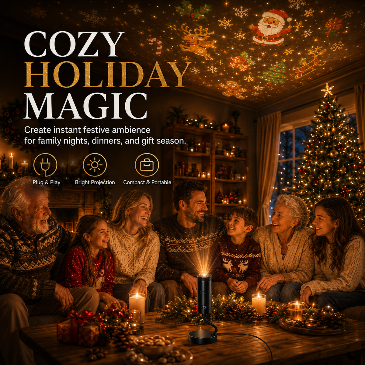 HD Christmas Scene Projector – Pick Your Perfect Festive Display (6 or 10 Scenes)