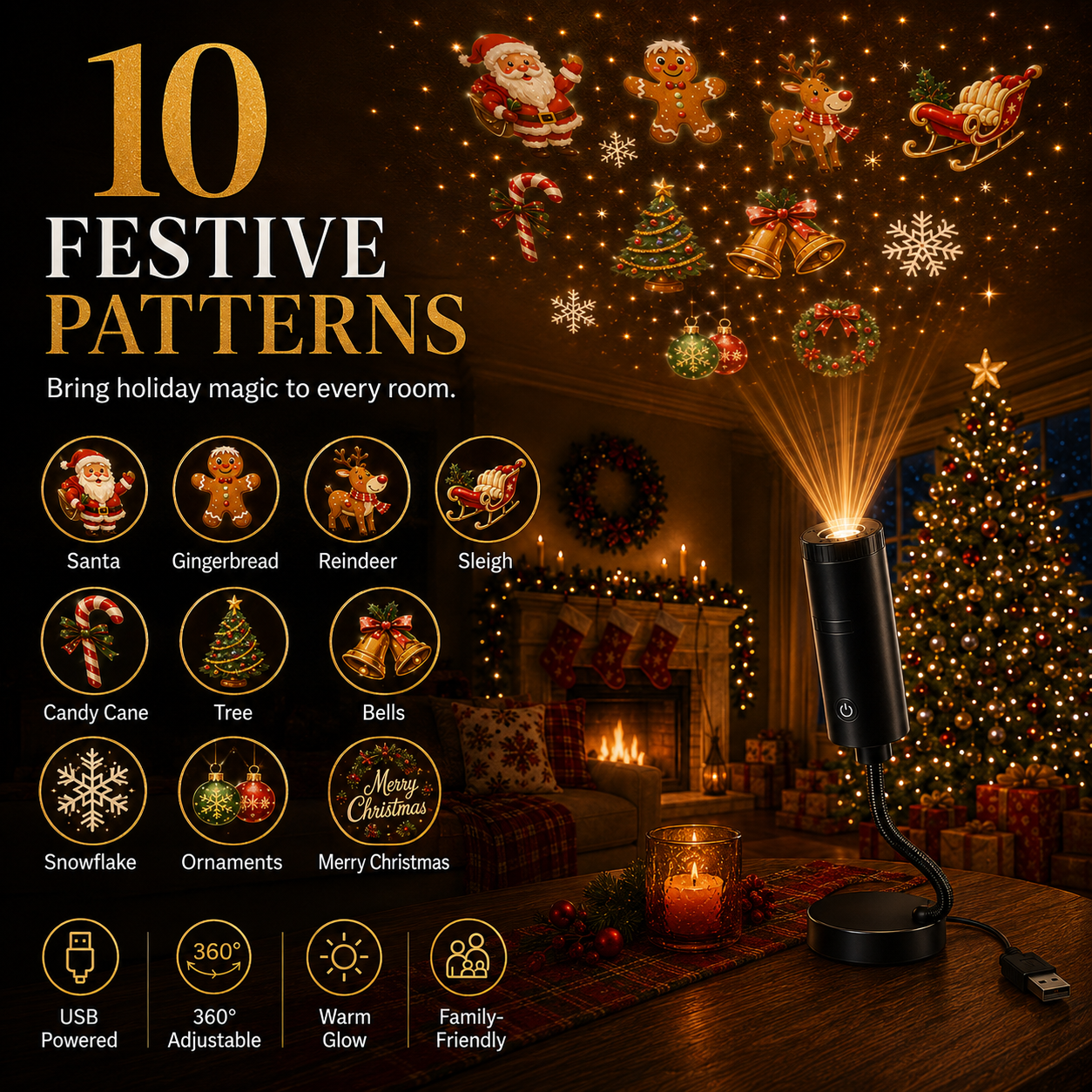 HD Christmas Scene Projector – Pick Your Perfect Festive Display (6 or 10 Scenes)
