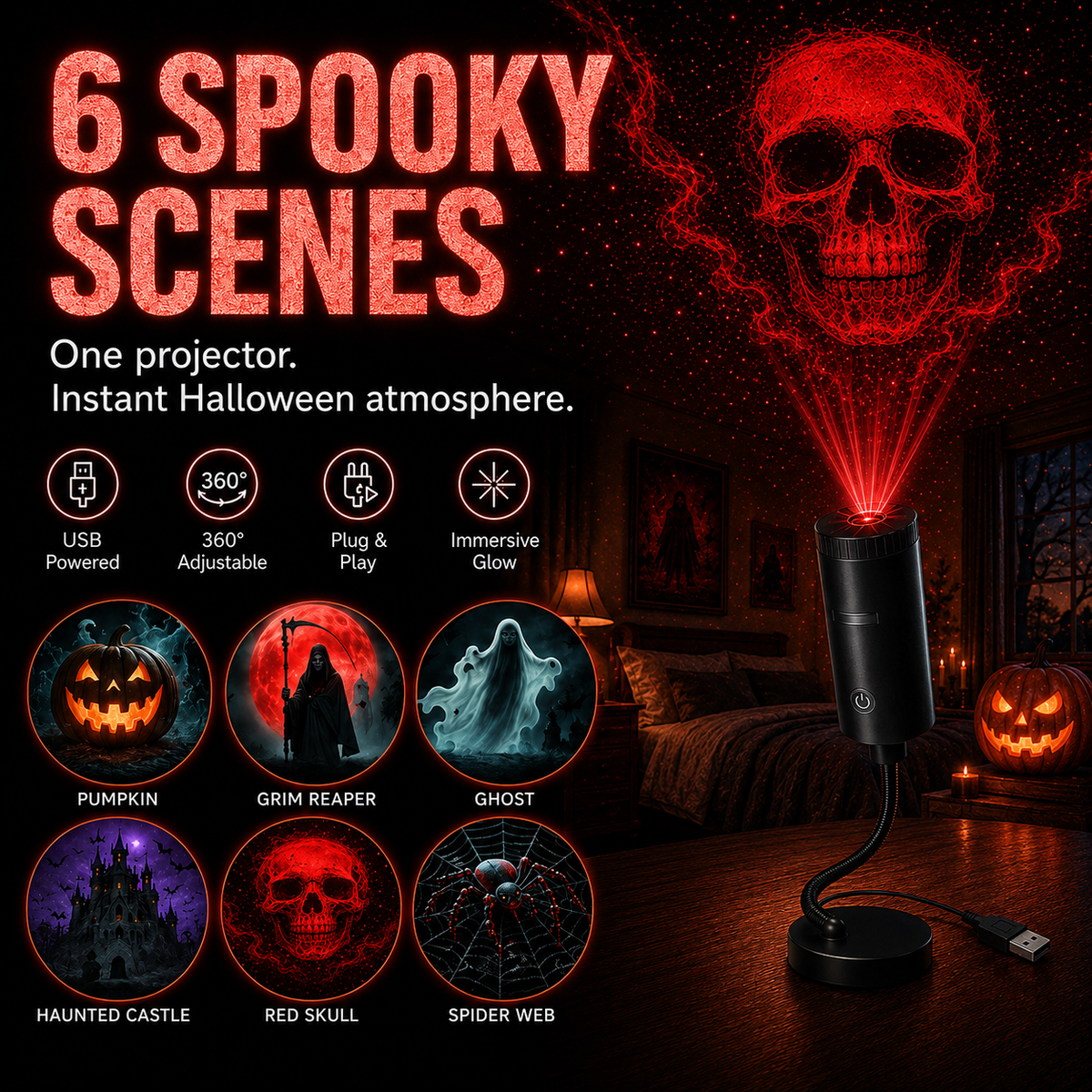 HD Christmas Scene Projector – Pick Your Perfect Festive Display (6 or 10 Scenes)