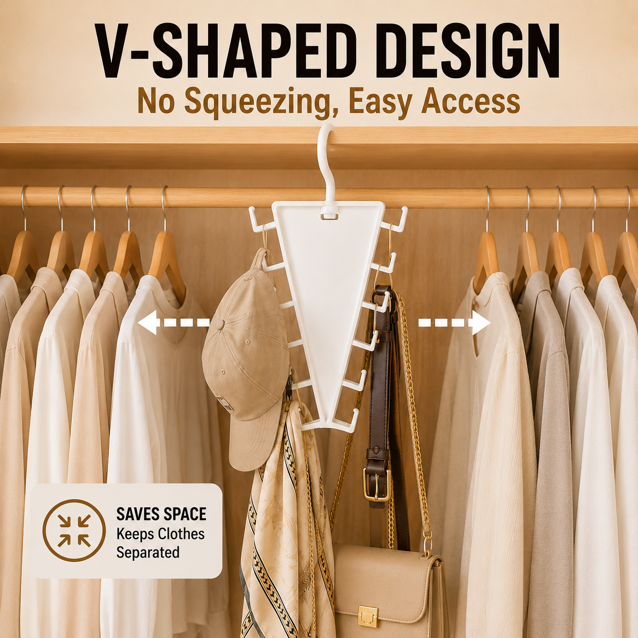 ✨ 12-Hook V-Shaped Closet Organizer – Save Space & Keep Accessories Tidy