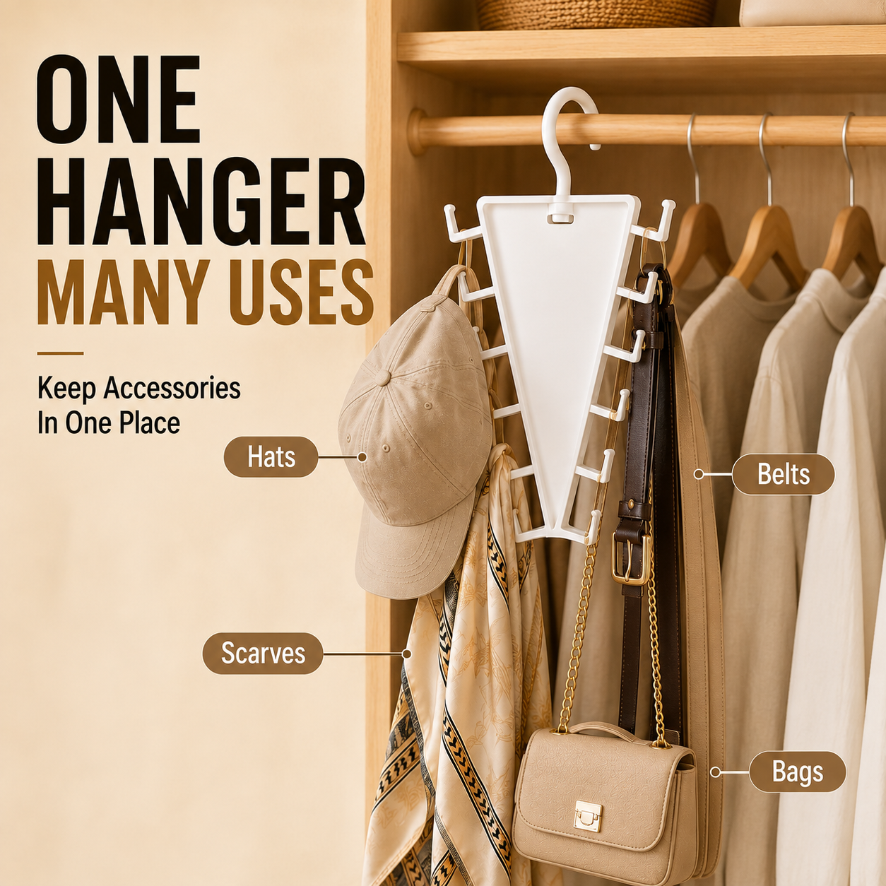 ✨ 12-Hook V-Shaped Closet Organizer – Save Space & Keep Accessories Tidy