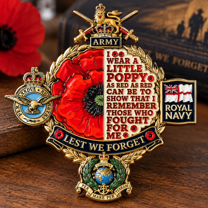 👑🌺British Armed Forces “Lest We Forget”  Tribute Metal Badge