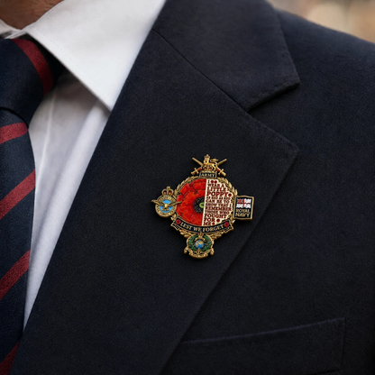 👑🌺British Armed Forces “Lest We Forget”  Tribute Metal Badge