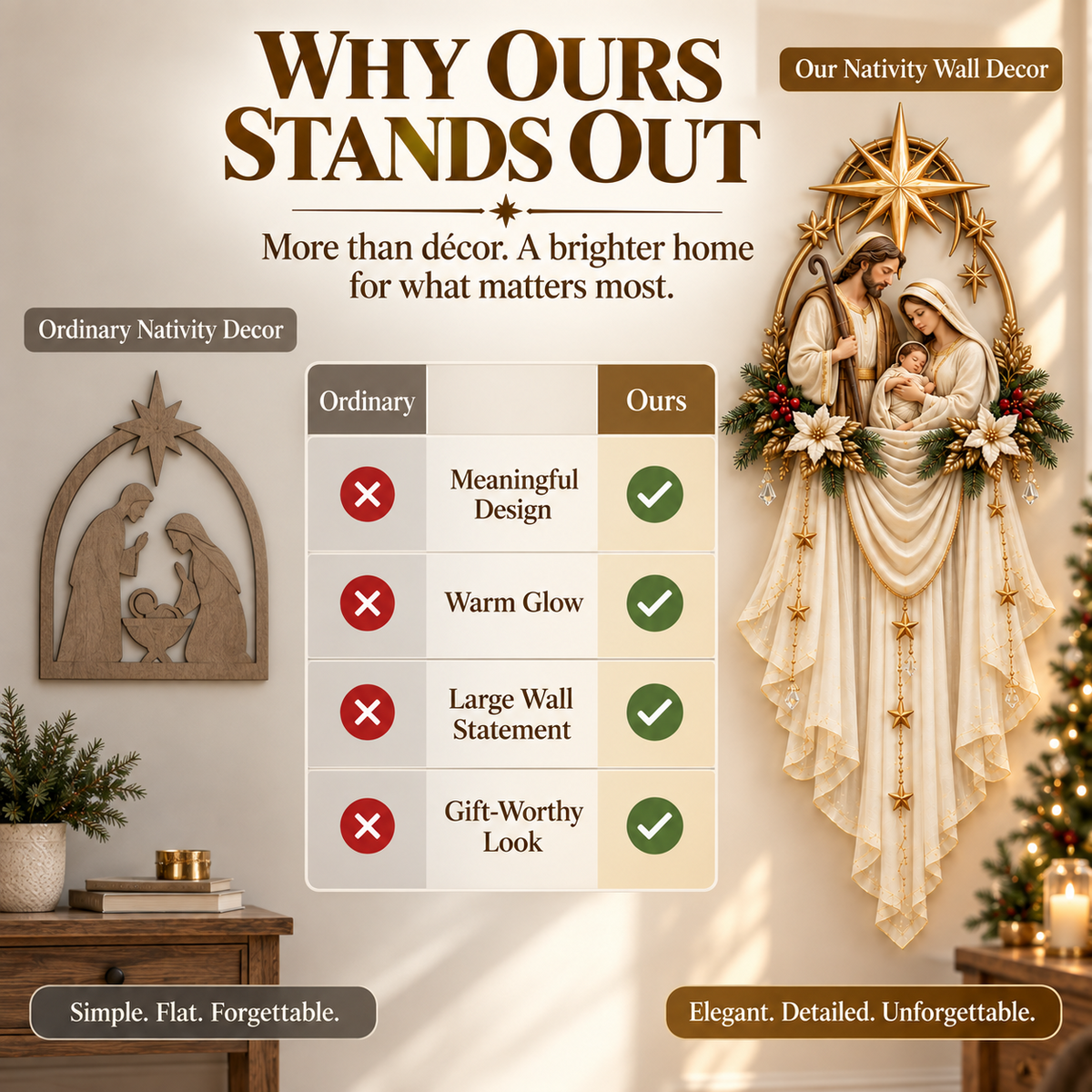 ✨✝️ Last Day 45% OFF✨Holy Family Star Veil Cascade™ – Lighted Nativity Christmas Wall Decor