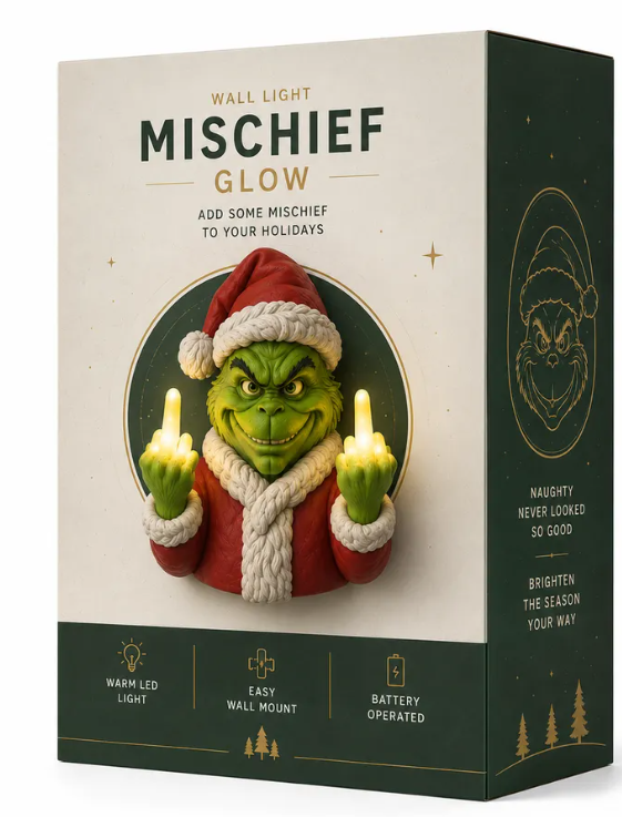 😍Wait...What!!!  Funny Christmas Grinch Wall Lamp!