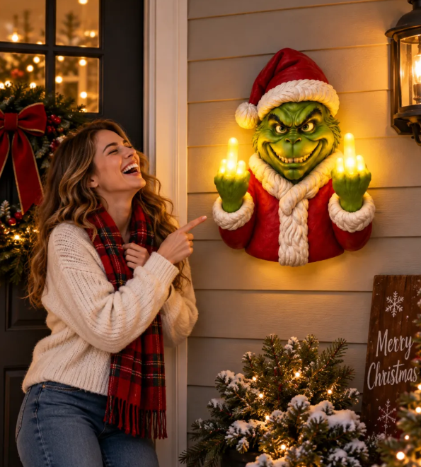 😍Wait...What!!!  Funny Christmas Grinch Wall Lamp!
